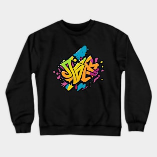 an urban t-shirt inspired by graffiti art and street culture, bold, colorful graffiti-style typography and street art elements Crewneck Sweatshirt